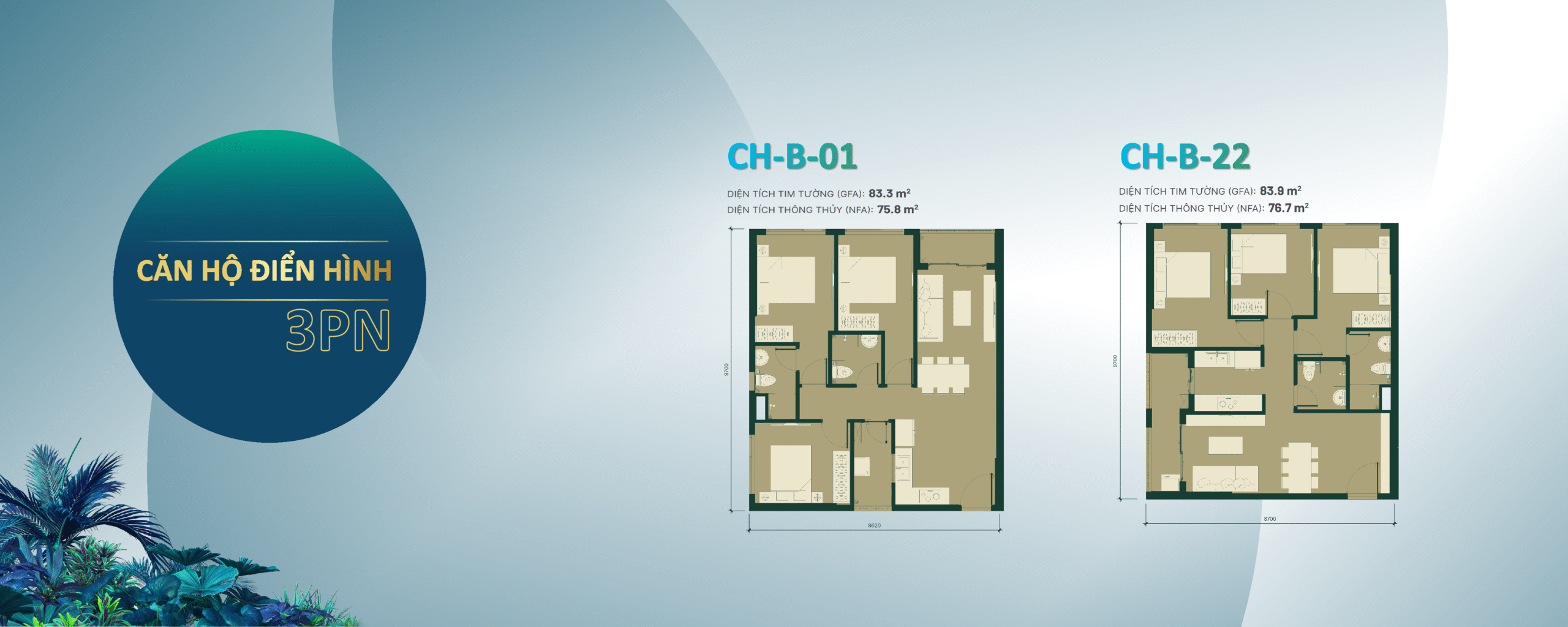 căn hộ 3 phòng ngủ happy one mori