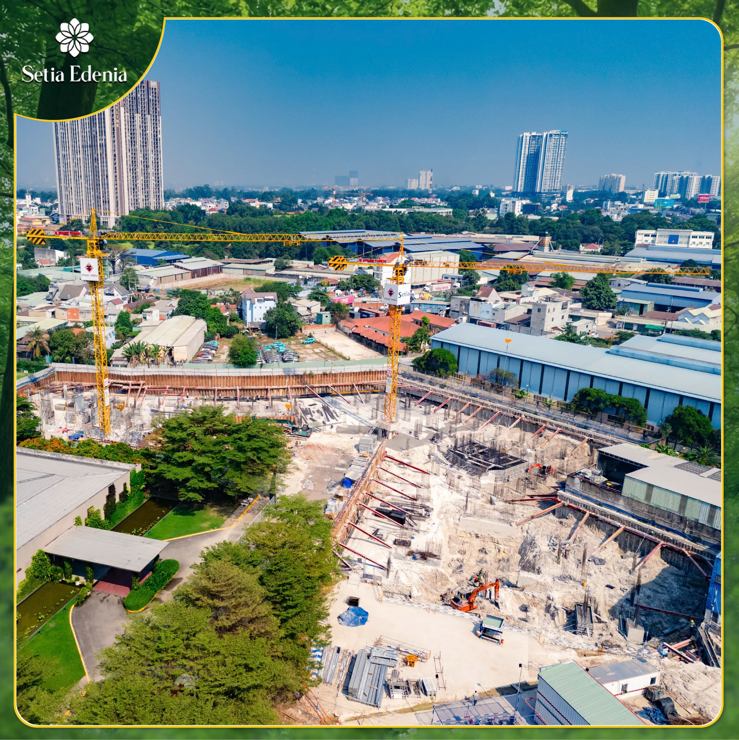 Toàn cảnh công trường thi công móng hầm dự án Setia Edenia đầu năm 2026