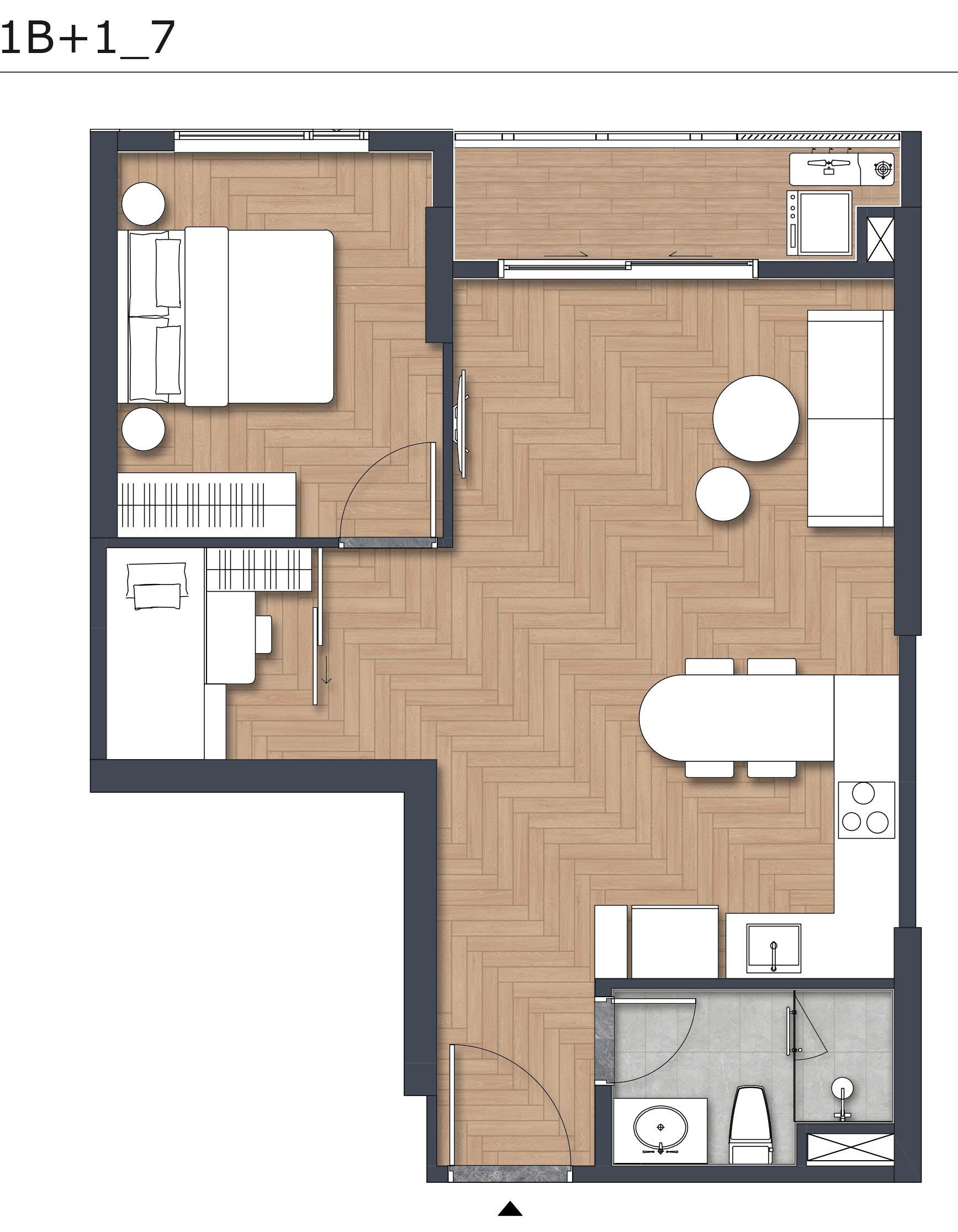 Layout chi tiết căn hộ 1 phòng ngủ Green Skyline - Thiết kế hiện đại