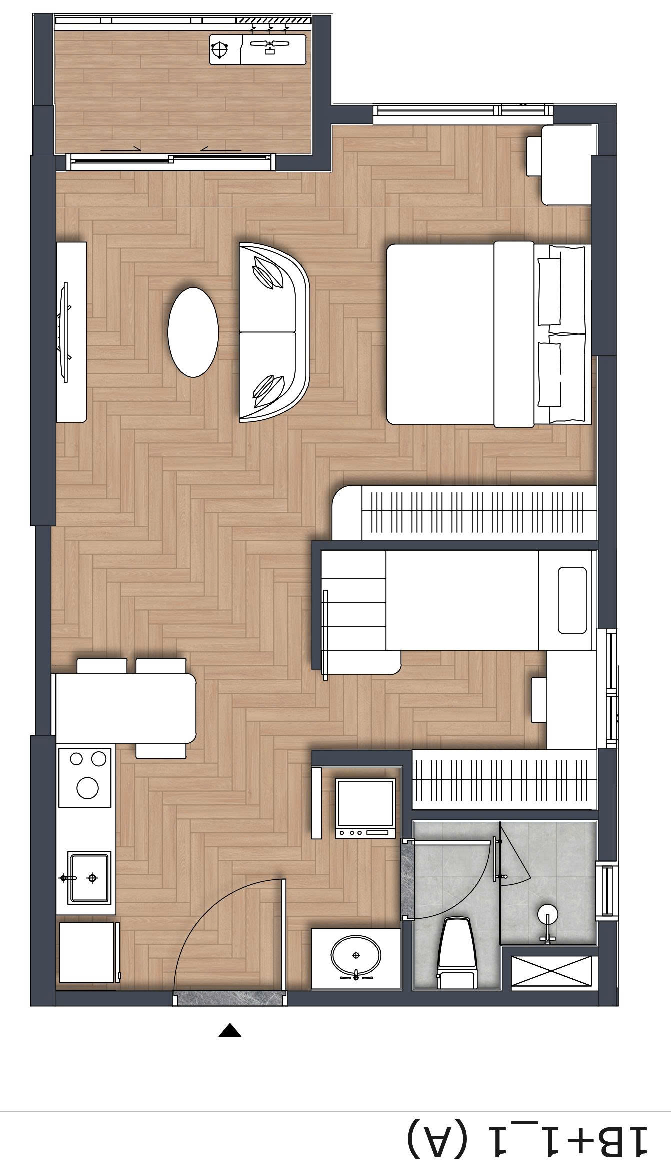 Layout chi tiết căn hộ 1 phòng ngủ Green Skyline - Thiết kế hiện đại