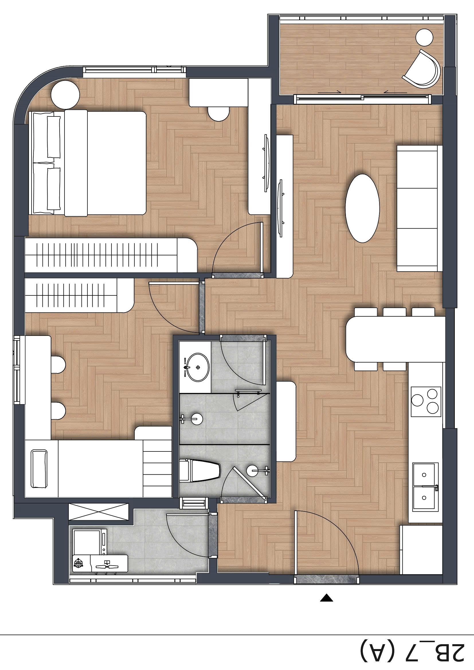 Layout căn hộ 2 phòng ngủ Green Skyline - Mẫu căn góc 2 view thoáng
