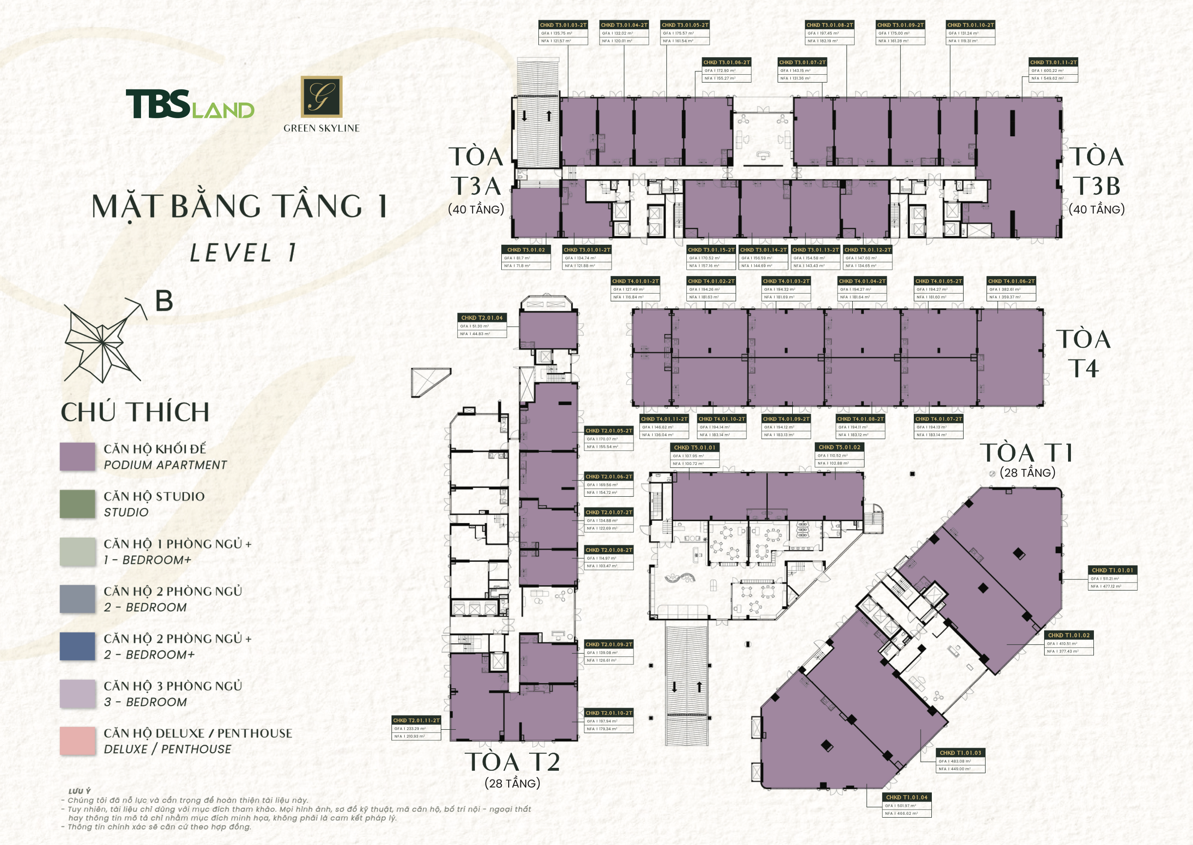 Mặt bằng tầng 1 Green Skyline
