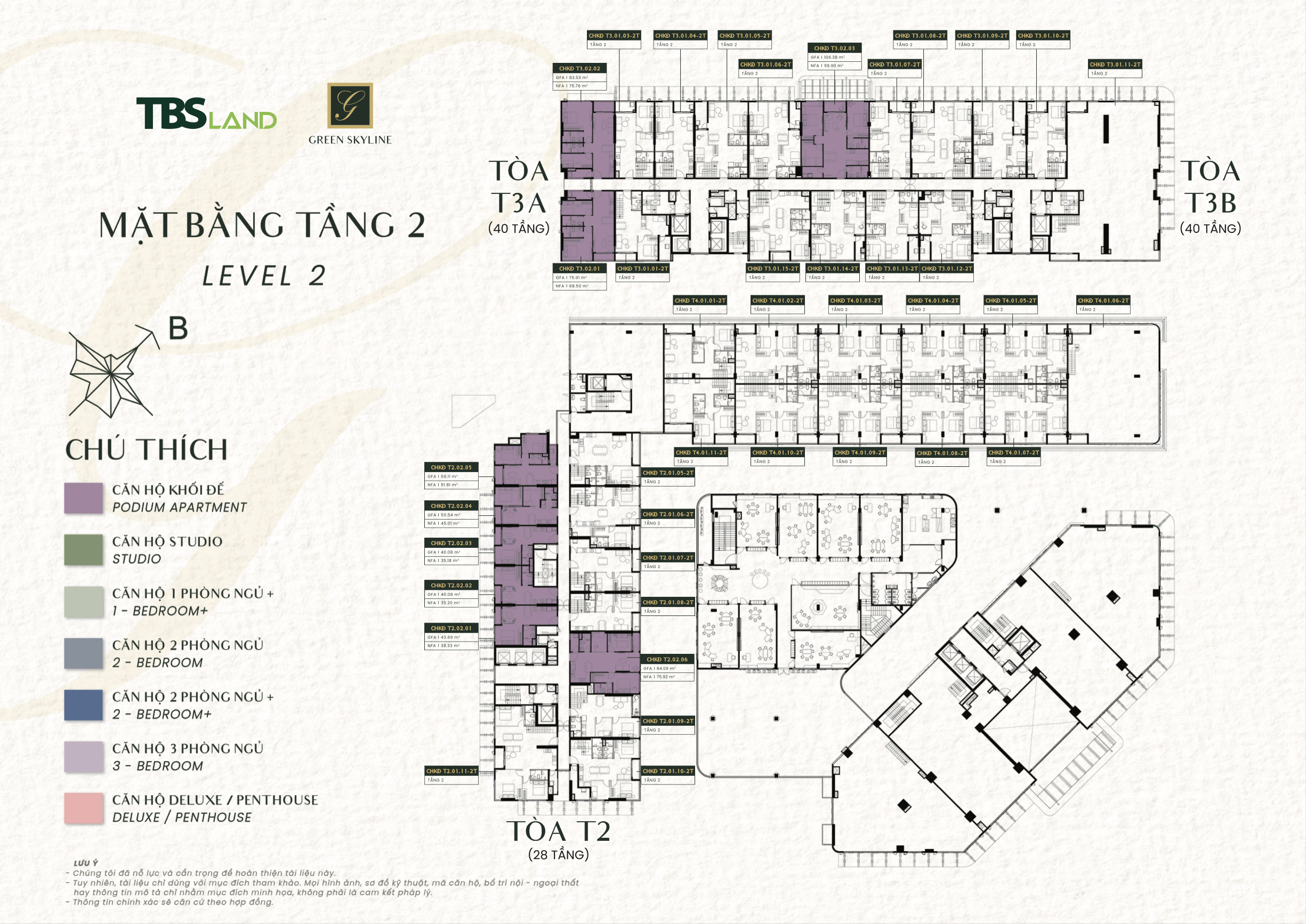 Mặt bằng tầng 2 Green Skyline
