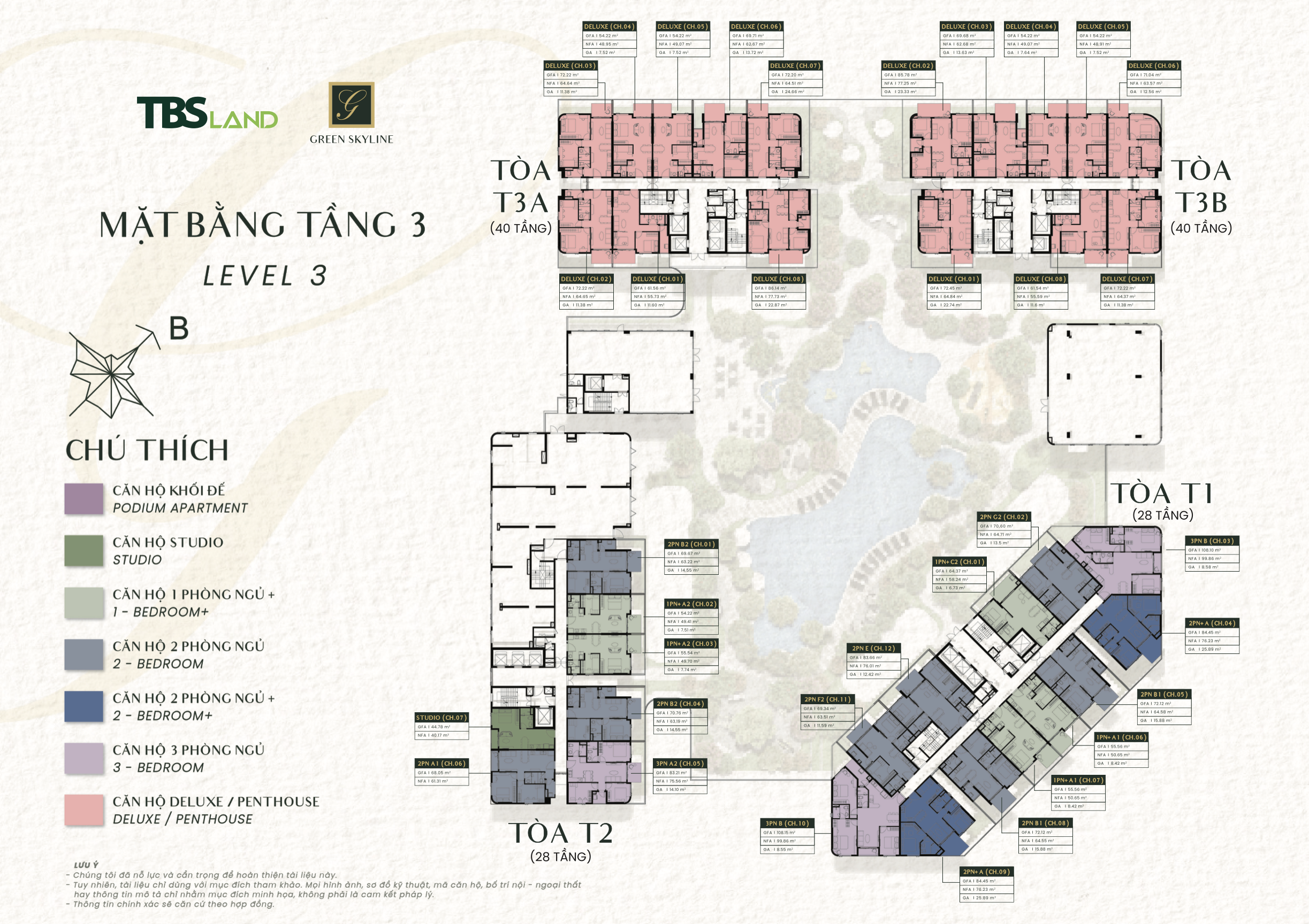 Mặt bằng tầng 3 Green Skyline