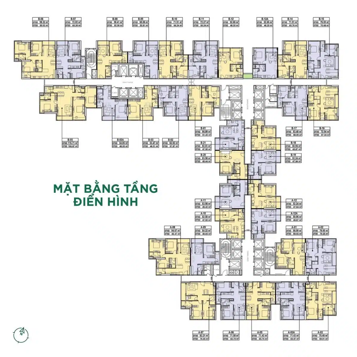 mặt bằng điển hình dự án chung cư Emerald Golf View